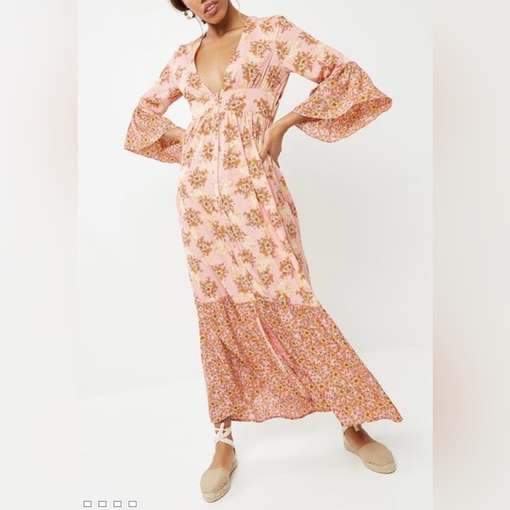Vera Moda Floral Eavis Maxi Dress In Rose Tan Size M Romantic Wedding - Picture 13 of 16